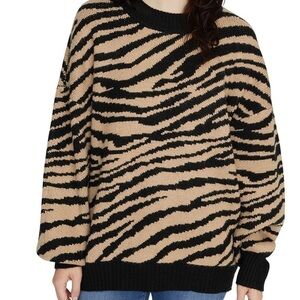 NWOT Sanctuary Black Tiger Wild Kingdom Oversize Sweater US L